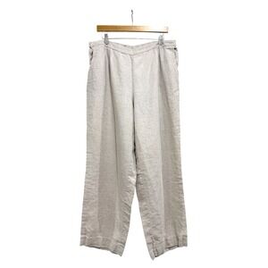 Kim Rogers Woman's 100% Linen Pants 18W Oatmeal Beige Wide Leg High Rise Relaxed